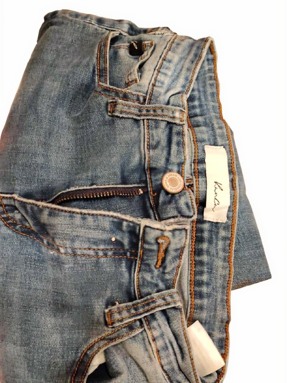 Women's pair of KanCan skinny ankle high rise blue medium wash distressed 5